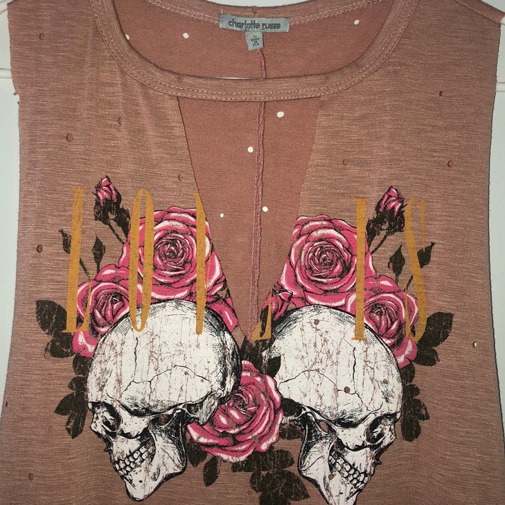 V-Cutout Round Neck Graphic Muscle T - Picture 3 of 3